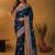Blue floral silk blend designer banarasi saree