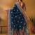 Blue floral silk blend designer banarasi saree