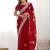 Red embroidered saree with unstitched blouse piece