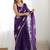 Purple embroidered saree with unstitched blouse piece