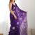 Purple embroidered saree with unstitched blouse piece