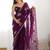 Maroon embroidered saree with unstitched blouse piece