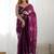 Maroon embroidered saree with unstitched blouse piece