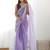 Purple embroidered saree with unstitched blouse piece