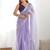 Purple embroidered saree with unstitched blouse piece