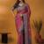 Mauve paisley printed banarasi saree with unstitched blouse piece