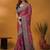Mauve paisley printed banarasi saree with unstitched blouse piece
