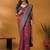Mauve paisley printed banarasi saree with unstitched blouse piece