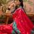 Pink zari woven design saree with contrast unstitched blouse