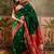 Green woven design saree with unstitched blouse