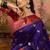 Violet zari woven design saree with contrast unstitched blouse