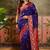 Violet zari woven design saree with contrast unstitched blouse