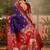 Violet zari woven design saree with contrast unstitched blouse