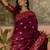 Burgundy zari woven design saree with contrast unstitched blouse