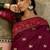 Burgundy zari woven design saree with contrast unstitched blouse