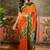 Orange zari woven design banarasi saree with unstitched blouse