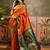 Orange zari woven design banarasi saree with unstitched blouse