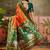 Orange zari woven design banarasi saree with unstitched blouse