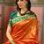 Orange zari woven design banarasi saree with unstitched blouse