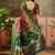 Gold zari woven design saree with contrast unstitched blouse