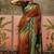Gold zari woven design saree with contrast unstitched blouse