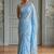 Blue embellished sequinned  cotton handloom khadi saree