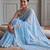 Blue embellished sequinned  cotton handloom khadi saree