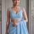 Blue embellished sequinned  cotton handloom khadi saree