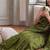 Olive embellished sequinned  cotton handloom khadi saree