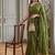 Olive embellished sequinned  cotton handloom khadi saree