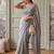 Grey embellished zari  cotton handloom khadi saree