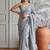 Grey embellished zari  cotton handloom khadi saree