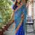 Blue women bandhani embroidered  chiffon fusion bandhani saree