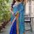 Blue women bandhani embroidered  chiffon fusion bandhani saree