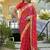 Red women bandhani embroidered  chiffon fusion bandhani saree