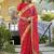 Red women bandhani embroidered  chiffon fusion bandhani saree