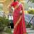 Red women bandhani embroidered  chiffon fusion bandhani saree