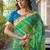 Green women patchwork  chiffon fusion bandhani saree