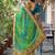 Green women patchwork  chiffon fusion bandhani saree