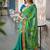 Green women patchwork  chiffon fusion bandhani saree