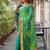 Green women patchwork  chiffon fusion bandhani saree