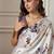 Cream printed saree with blouse piece