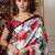 Off white printed saree with blouse piece