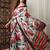 Off white printed saree with blouse piece