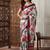 Off white printed saree with blouse piece