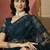 Teal embroidered net saree