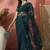 Teal embroidered net saree
