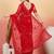 Red embroidered saree with blouse piece