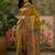 Mustard position printed zari weaving saree with contrast blouse piece