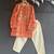 Orange mughal printed kurta set